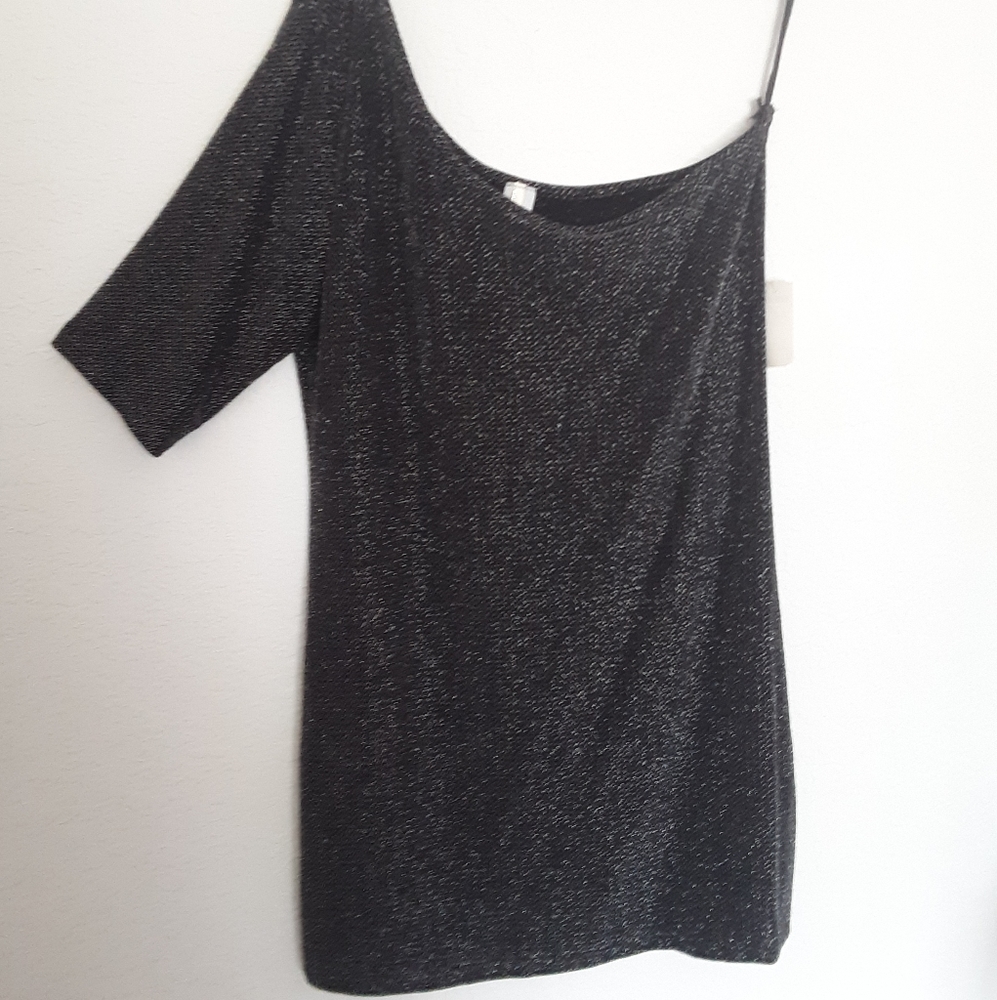 Silver Black Dress one sleeve
